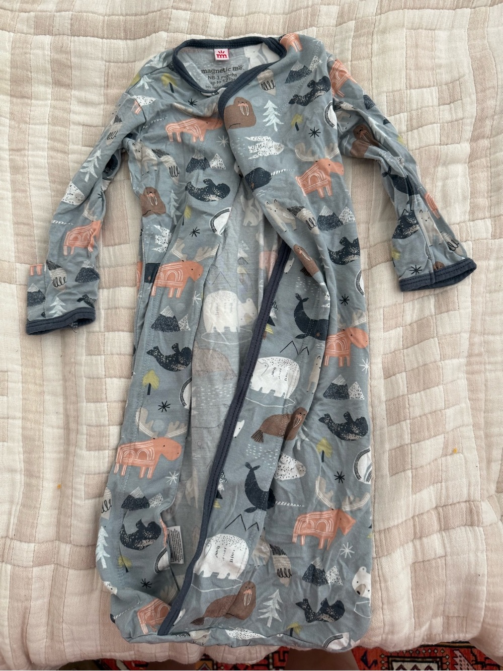 Magnetic Me Baby Sleep Gown in Baffin Bay Arctic Print NB-3 month - Picture 2 of 4